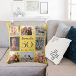 Cojín Decorativo Collage de fotos personalizadas amarillo mostaza<br><div class="desc">Un regalo único para un cumpleaños 21,  celebrando su vida con un collage de 8 fotos,  fotos propias. Personalice y añada su nombre,  edad y fecha. Color del fondo amarillo mostaza,  texto gris. El nombre está escrito con una escritura de estilo con letras a mano moderna.</div>