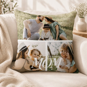Cojín Decorativo Collage de Fotos Personalizadas de Mamá