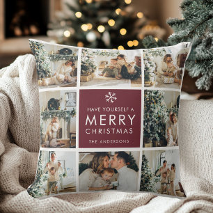 Cojín Decorativo Collage de fotos personalizadas de Navidad