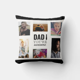 Cojín Decorativo Collage de Fotos Personalizadas de Papá, Papá Incr