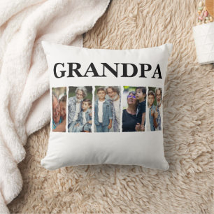 Cojín Decorativo Collage de Fotos Personalizadas del Abuelo Regalo
