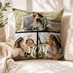 Cojín Decorativo Collage de Fotos Personalizadas para Mamá