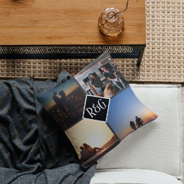 Cojín Decorativo Collage de fotos personalizado 4 monograma fotográ