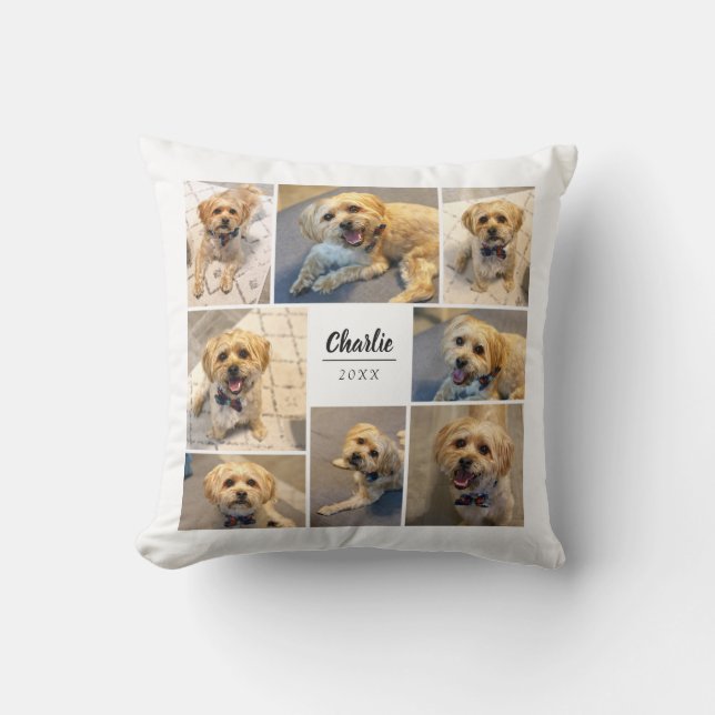 Cojín Decorativo Collage de fotos personalizado 8| Blanco (Anverso)