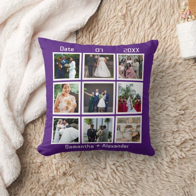 Cojín Decorativo Collage de fotos personalizado moderno para aniver (Manta)