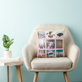 Cojín Decorativo Collage de fotos personalizado Rainbow 9 Pillow en