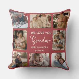 Cojín Decorativo Collage de fotos personalizado "Te queremos abuela
