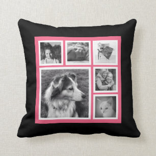 Cojín Decorativo Collage de fotos rosa y negro en Instagram