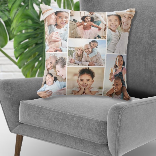 Cojín Decorativo Collage de fotos Sencillo Elegante Imagen (Photo Collage Simple Elegant Picture Throw Pillow)