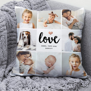 Cojín Decorativo Collage de fotos simple y Moda   Amor con corazón