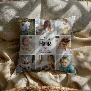 Cojín Decorativo Collage de Fotos 'Te Amamos Mamá' Mono Adorable