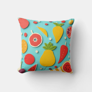 Cojín Decorativo Collage de frutas estilo años 1960