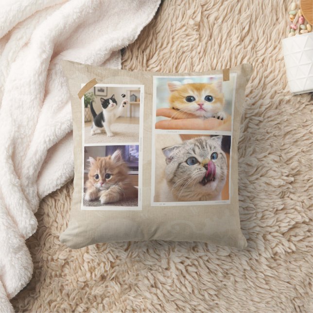 Cojín Decorativo Collage de Gatos Curiosos (Manta)
