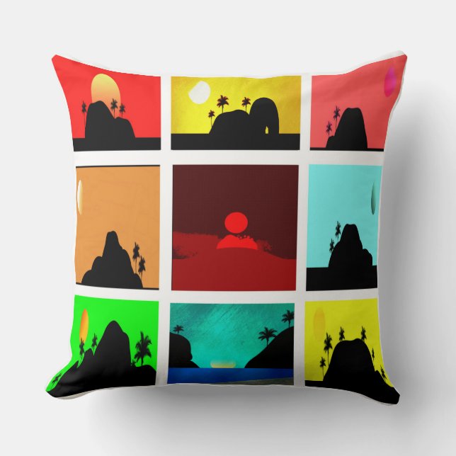Cojín Decorativo Collage de Isla Tropical (Anverso)