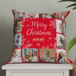 Cojín Decorativo Collage de la familia fotográfica Merry Christmas