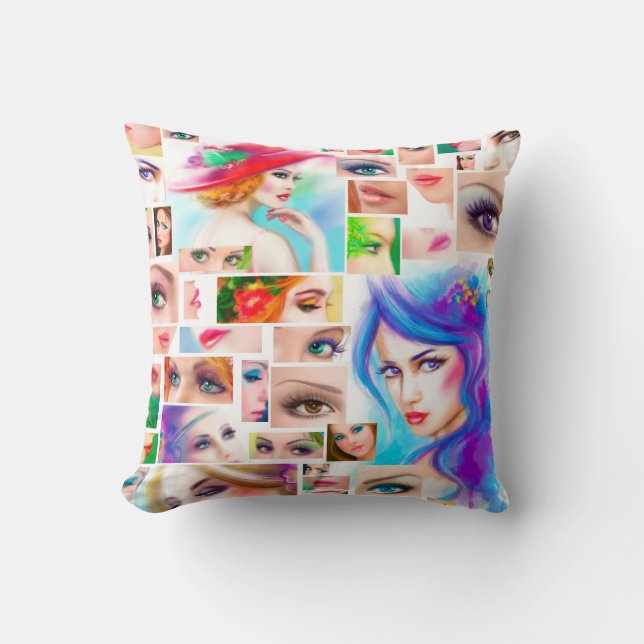 Cojín Decorativo Collage de las mujeres en absceso (Anverso)