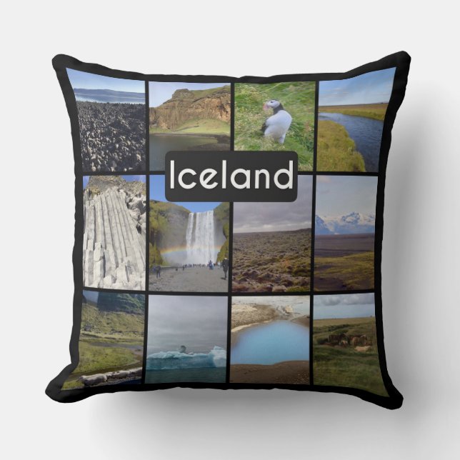 Cojín Decorativo Collage de paisajes de verano de Islandia (Anverso)