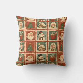 Cojín Decorativo Collage de sellos de Navidades retro