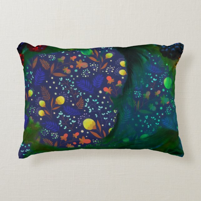 Cojín Decorativo Collage de sueño del Conejo de Jardín Nocturno de  (Anverso)