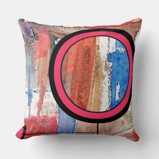 Cojín Decorativo collage del arte abstracto, técnicas mixtas y (Anverso)