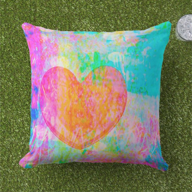 Cojín Decorativo Collage del Boho Heart (Césped)