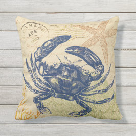 Cojín Decorativo Collage del Cangrejo Azul costero