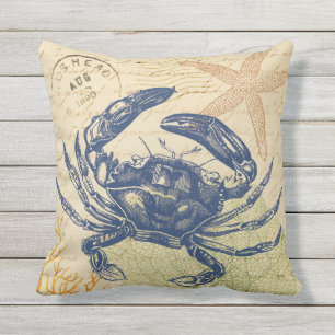Cojín Decorativo Collage del Cangrejo Azul costero