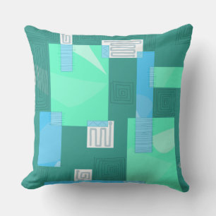 Cojín Decorativo Collage egipcio Maz - Blanco azul verde Verde azul