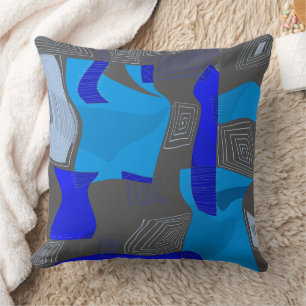 Cojín Decorativo Collage egipcio psicodélico: Gris azul turquesa