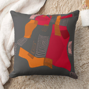 Cojín Decorativo Collage egipcio soñado - gris Naranja rojo