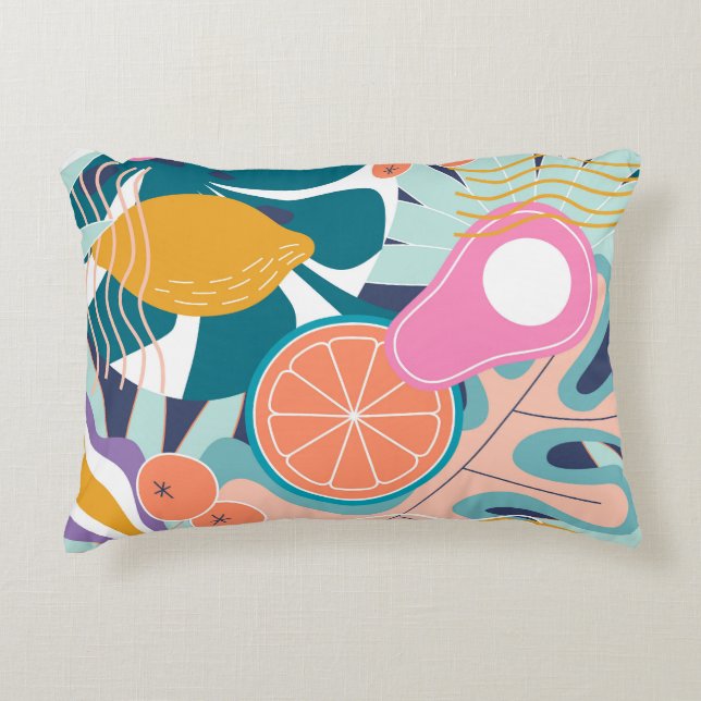 Cojín Decorativo Collage exótico y moderno de la jungla. (Anverso)