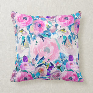 Cojín Decorativo Collage floral colorido con colorido de color de l
