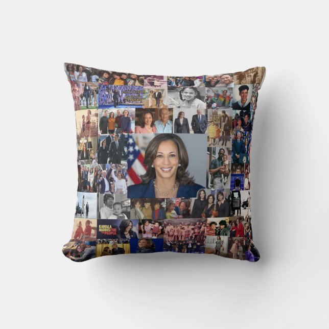Cojín decorativo Collage Kamala Harris (Anverso)