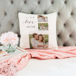 Cojín Decorativo Collage moderno Pareja foto y Live Love Laugh Gift<br><div class="desc">Collage moderno Pareja foto y Live Love Laugh Gift</div>
