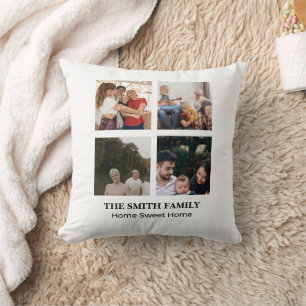 Cojín Decorativo Collage Multi-Foto Personalizado de Reunión Famili