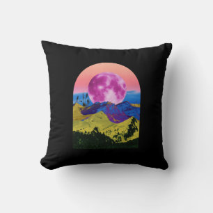 Cojín Decorativo Collage paisajístico de la Luna Rosa