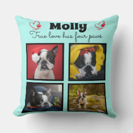 Cojín Decorativo Collage personalizado de perro 4 fotos