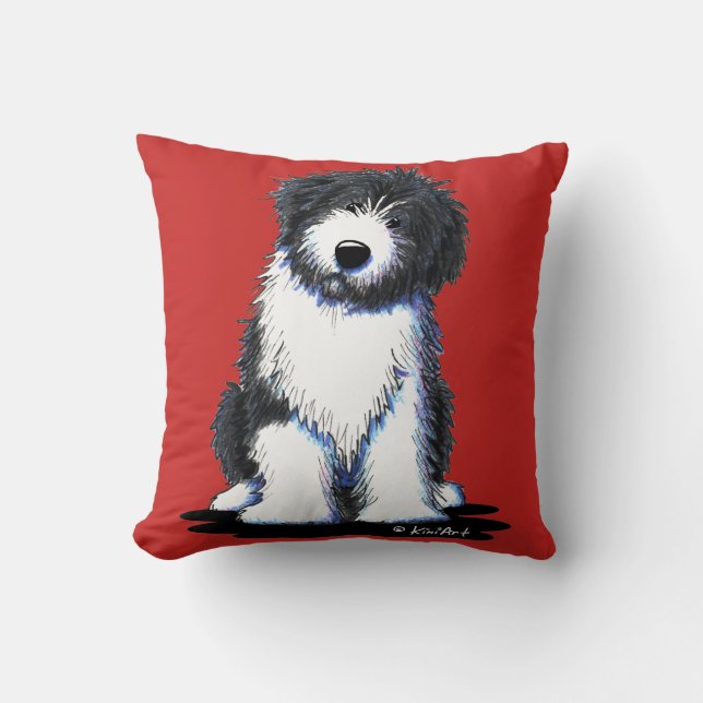 Cojín Decorativo Collie con barba de KiniArt (Anverso)