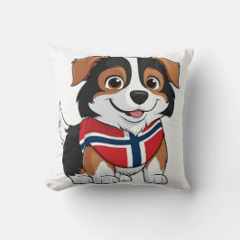 Cojín Decorativo Collie de borde animado con bandera de Noruega