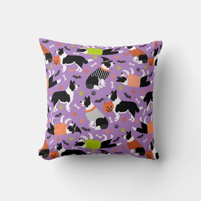 Cojín decorativo Collie de la frontera de Hallowee (Anverso)