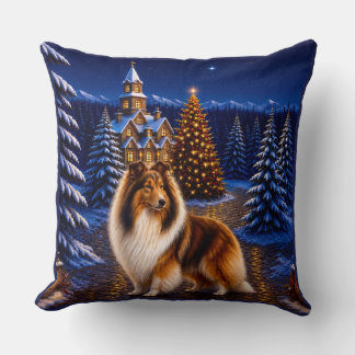 Cojín Decorativo Collie de Pelo Áspero de Vacaciones