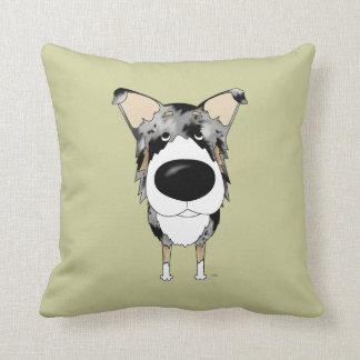 Cojín Decorativo Collie liso azul de Merle de la nariz grande