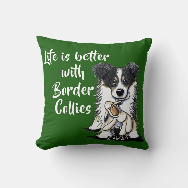 Cojín Decorativo Collies de bordes de KiniArt (Anverso)