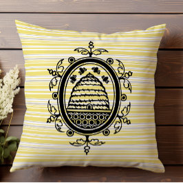 Cojín Decorativo Colmena Amarillo y Gris Geométrico