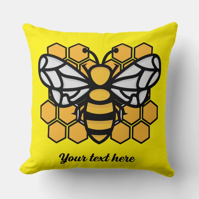 Cojín Decorativo colmena de abejas editable (Anverso)