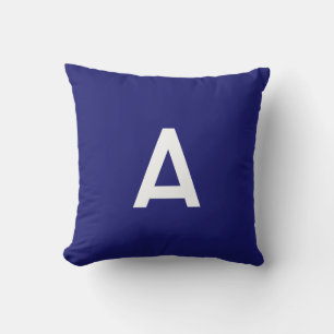 Cojín Decorativo Color Azul Medianoche Minimalista Monograma Sencil