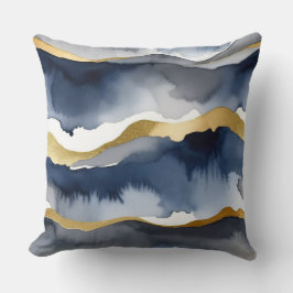 Cojín Decorativo color azul y blanco con acento dorado