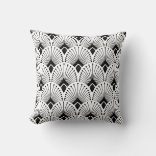 Cojín Decorativo Color blanco negro,Art Deco,Patrones geométricos,N