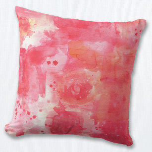 Cojín Decorativo Color de agua abstracto rosa