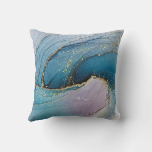 Cojín Decorativo Color de agua azul Resumen Arte fluido